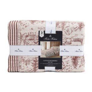 Brooks Brothers Cranberry Lodge Toile Quilt Set